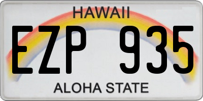 HI license plate EZP935