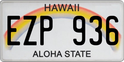 HI license plate EZP936