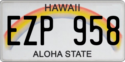 HI license plate EZP958
