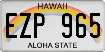 HI license plate EZP965