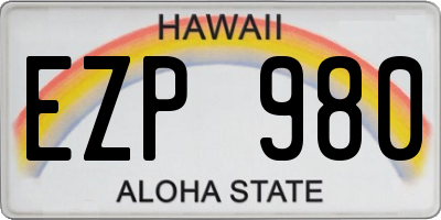 HI license plate EZP980