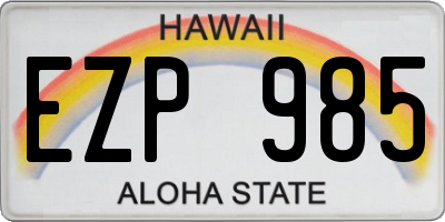 HI license plate EZP985