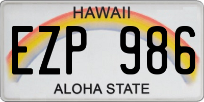 HI license plate EZP986