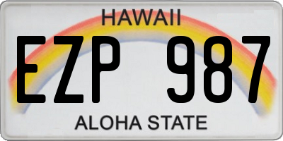 HI license plate EZP987