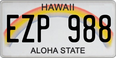 HI license plate EZP988