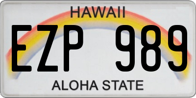 HI license plate EZP989