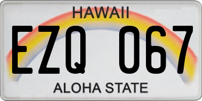 HI license plate EZQ067