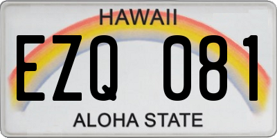 HI license plate EZQ081