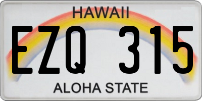 HI license plate EZQ315