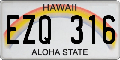HI license plate EZQ316