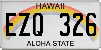 HI license plate EZQ326