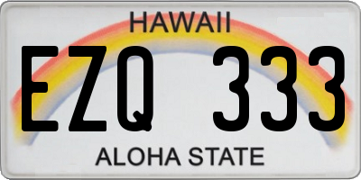 HI license plate EZQ333