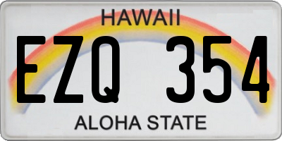 HI license plate EZQ354