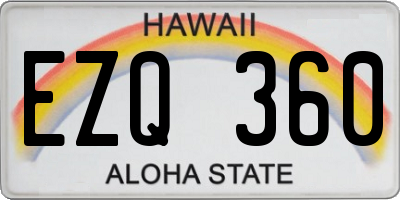 HI license plate EZQ360