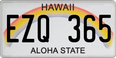 HI license plate EZQ365