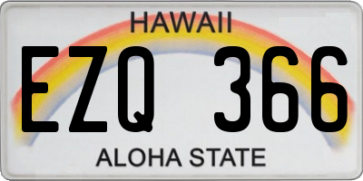 HI license plate EZQ366