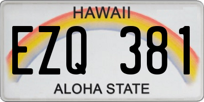 HI license plate EZQ381