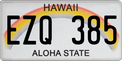HI license plate EZQ385