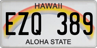 HI license plate EZQ389