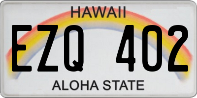 HI license plate EZQ402