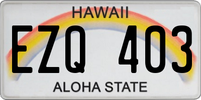 HI license plate EZQ403