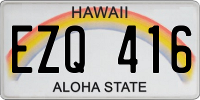 HI license plate EZQ416