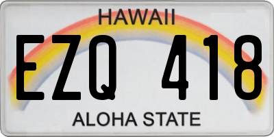 HI license plate EZQ418