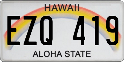 HI license plate EZQ419