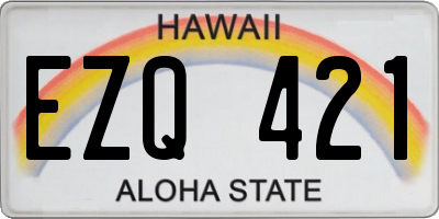 HI license plate EZQ421
