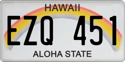 HI license plate EZQ451