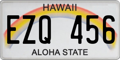 HI license plate EZQ456
