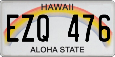 HI license plate EZQ476