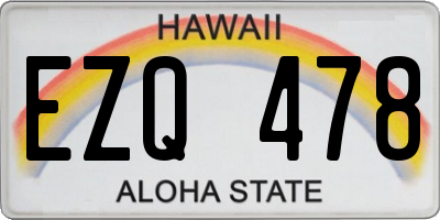 HI license plate EZQ478