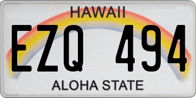 HI license plate EZQ494