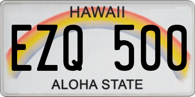 HI license plate EZQ500