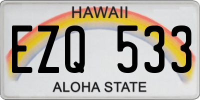 HI license plate EZQ533
