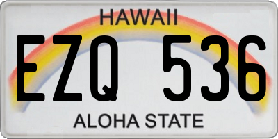 HI license plate EZQ536