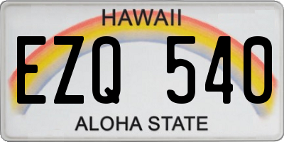HI license plate EZQ540