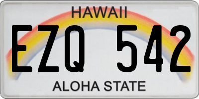 HI license plate EZQ542