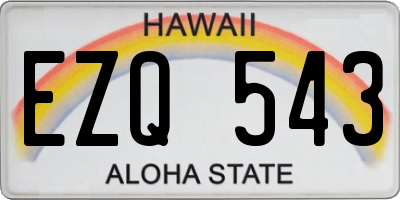 HI license plate EZQ543