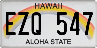 HI license plate EZQ547