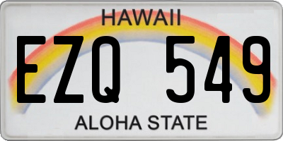 HI license plate EZQ549