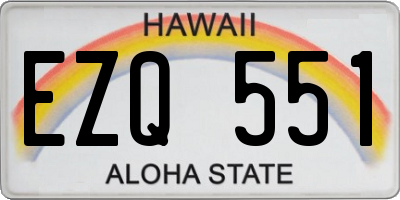 HI license plate EZQ551