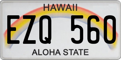 HI license plate EZQ560