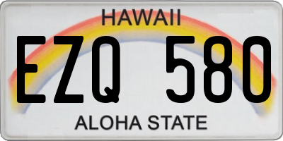 HI license plate EZQ580