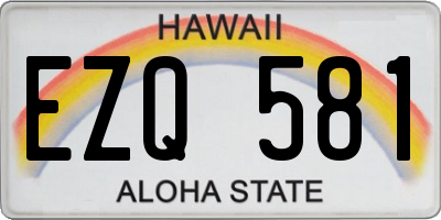 HI license plate EZQ581