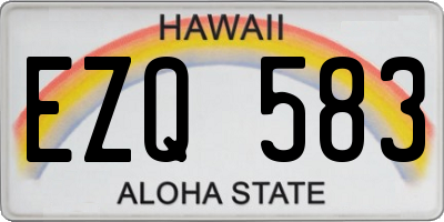 HI license plate EZQ583