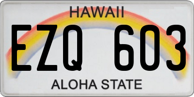 HI license plate EZQ603