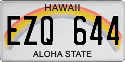 HI license plate EZQ644