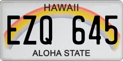 HI license plate EZQ645